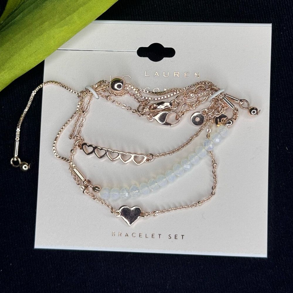 Lauren Conrad Set Of 3 Rose Gold Tone Heart Bracelets 13$